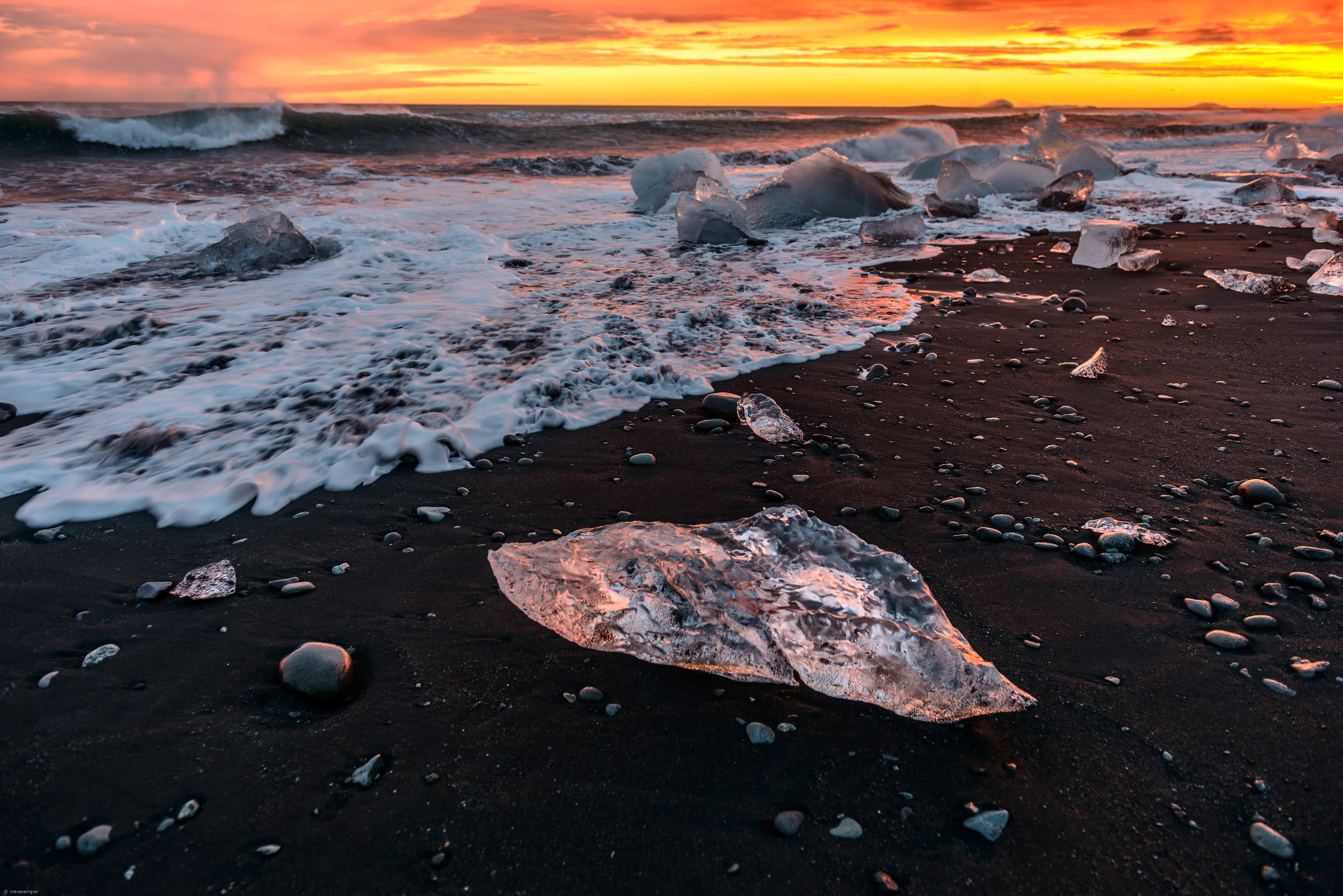 Jokulsarlon Glacier Ice Black Beach Iceland